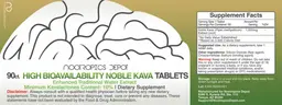 Label for High Bioavailability Noble Kava Tablets
