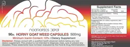 Label for Horny Goat Weed Capsules 500 mg