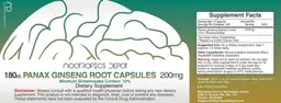 Label for Panax Ginseng Root Capsules 200 mg