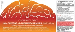Label for Caffeine + L-Theanine Capsules 200/100 mg