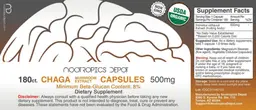 Label for Chaga Mushroom Extract Capsules 500 mg