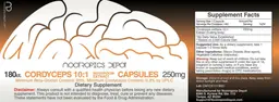 Label for Cordyceps 10:1 Mushroom Extract Capsules 250 mg