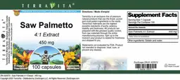 Label for Saw Palmetto 450 mg 4:1 Extract