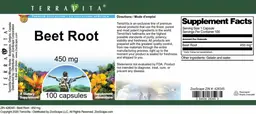 Label for Beet Root 450 mg