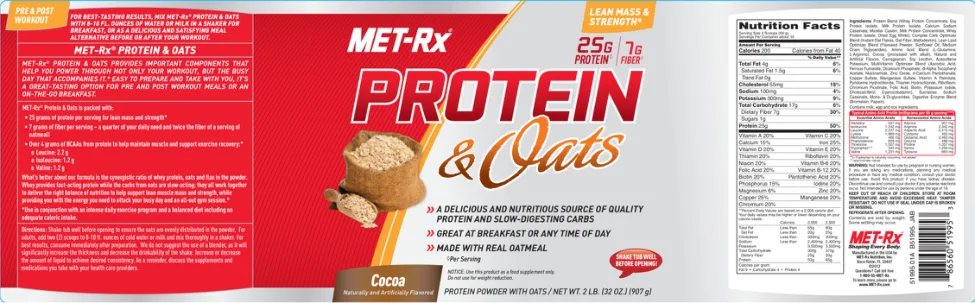 Label for Protein & Oats Cocoa