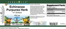 Label for Echinacea purpurea Herb 450 mg 4:1 Extract