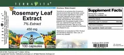 Label for Rosemary Leaf Extract 450 mg 7% Extract