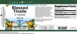 Label for Blessed Thistle 450 mg 4:1 Extract