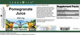 Label for Pomegranate Juice 450 mg