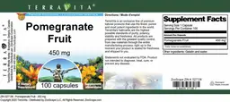 Label for Pomegranate Fruit 450 mg