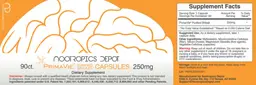 Label for PrimaVie Purified Shilajit Capsules 250 mg