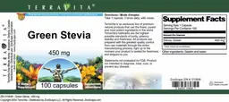 Label for Green Stevia 450 mg
