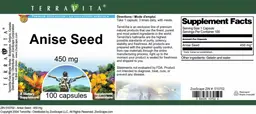 Label for Anise Seed 450 mg