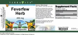 Label for Feverfew Herb 450 mg