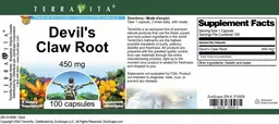 Label for Devil's Claw Root 450 mg