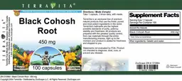 Label for Black Cohosh Root 450 mg