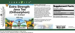 Label for Extra Strength Java Tea (Orthosiphon) 450 mg 4:1 Extract 