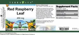 Label for Red Raspberry Leaf 450 mg
