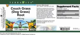 Label for Couch Grass (Dog Grass) Root 450 mg