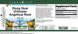 Label for Dong Quai (Chinese Angelica) Root 450 mg