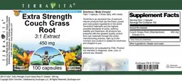 Label for Extra Strength Couch Grass Root 450 mg 3:1 Extract