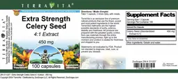 Label for Extra Strength Celery Seed 450 mg 4:1 Extract