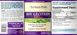 Label for Soy Lecithin 1325 mg