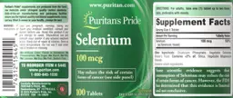 Label for Selenium 100 mcg