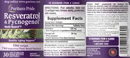 Label for Resveratrol & Pycnogenol