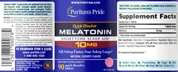 Label for Quick Dissolve Melatonin 10 mg Natural Cherry Flavor