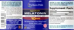 Label for Quick Dissolve Melatonin 10 mg Natural Cherry Flavor