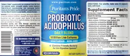 Label for Probiotic Acidophilus