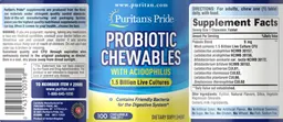 Label for Probiotic Chewables with Acidophilus