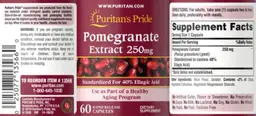 Label for Pomegranate Extract 250 mg