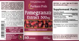 Label for Pomegranate Extract 500 mg