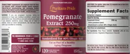Label for Pomegranate Extract 250 mg