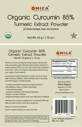 Label for Organic Curcumin 85% Turmeric Extract Powder
