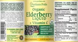 Label for Organic Elderberry Liquid + Vitamin C Citrus Flavor