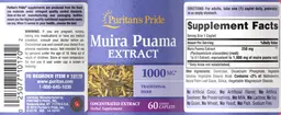 Label for Muira Puama Extract 1000 mg