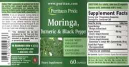 Label for Moriniga, Turmeric & Black Pepper