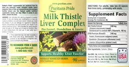 Label for Milk Thistle Liver Complex