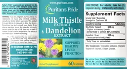 Label for Milk Thistle Extract & Dandelion Extract