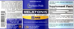 Label for Melatonin 5 mg