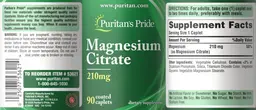 Label for Magnesium Citrate 210 mg