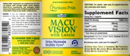 Label for Macuvision with Lutein