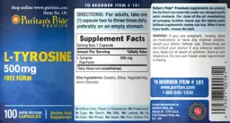 Label for L-Tyrosine 500 mg