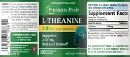 Label for L-Theanine 200 mg