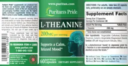 Label for L-Theanine 200 mg