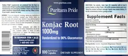 Label for Konjac Root 1000 mg