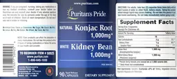 Label for Natural Konjac Root 1,000 mg White Kidney Bean 1,000 mg